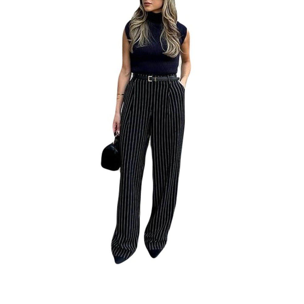 NA-KD Striped High Waist Trousers 28